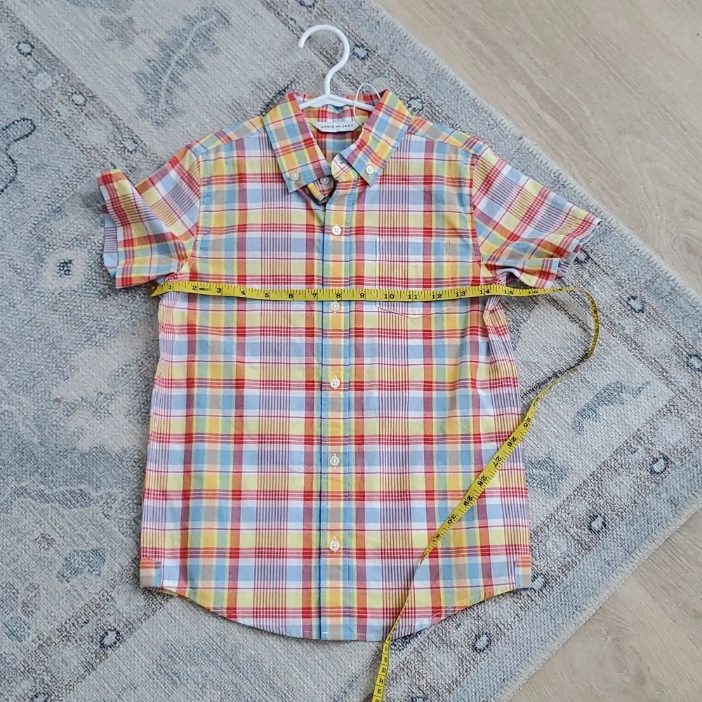 NWOT Janie and Jack Boys Plaid Short Sleeve Button Down Shirt Sz7